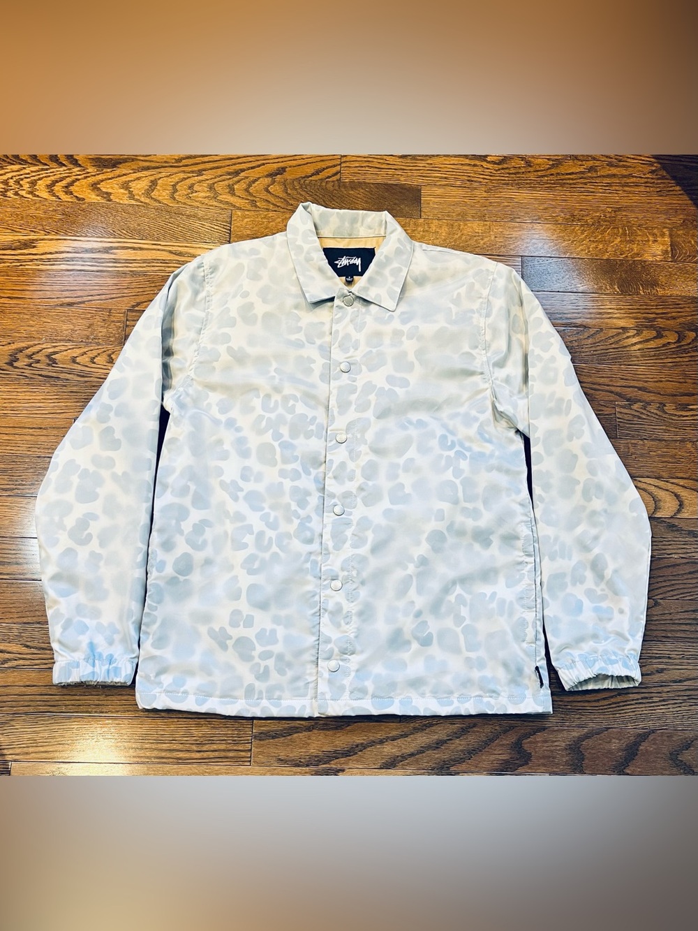 Stüssy Tonal Leopard Print Coach Jacket Small Streetwear Nylon Jacket